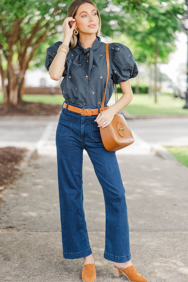 Fairy Garden Navy Floral Blouse
