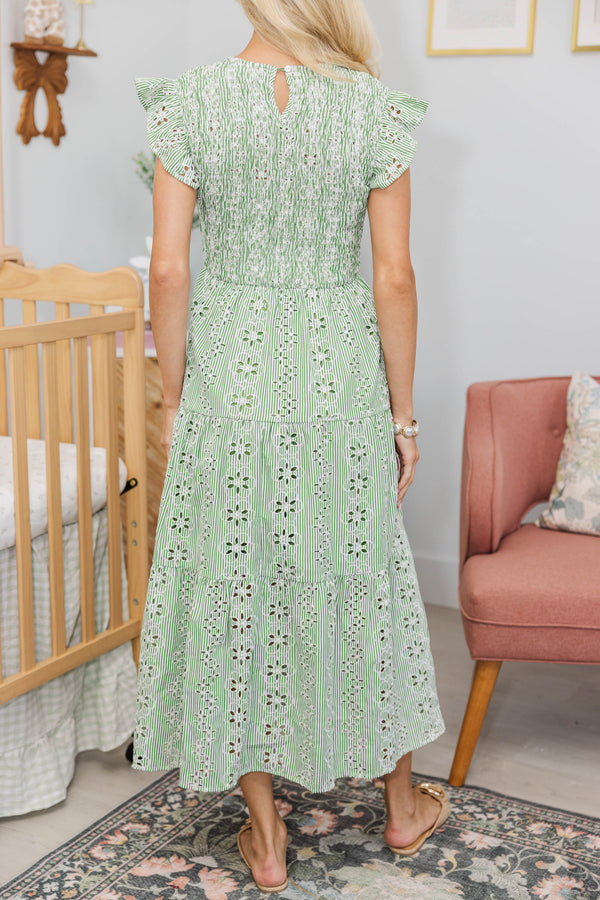 NURSING COLLECTION: Learn From The Best Olive Eyelet Smocked Dress