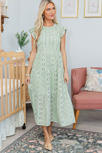 NURSING COLLECTION: Learn From The Best Olive Eyelet Smocked Dress