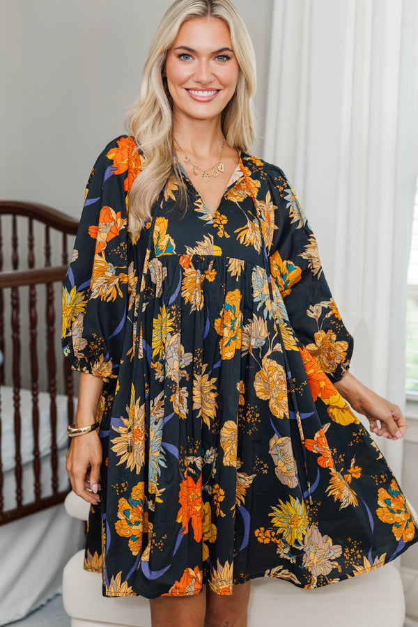NURSING COLLECTION: It's All True Black Floral Dress