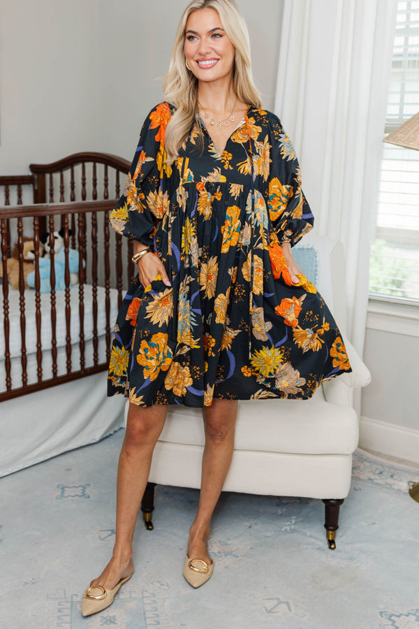 NURSING COLLECTION: It's All True Black Floral Dress