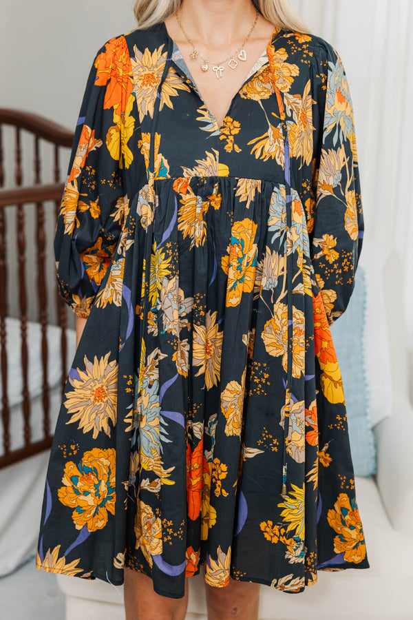 NURSING COLLECTION: It's All True Black Floral Dress
