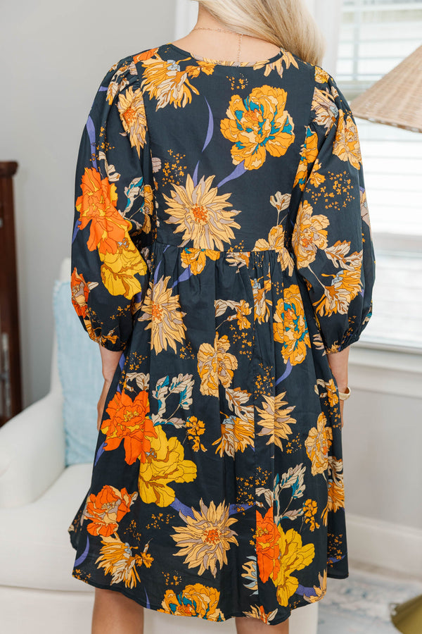 NURSING COLLECTION: It's All True Black Floral Dress