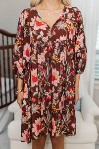 NURSING COLLECTION: It's All True Brown Large Floral Dress