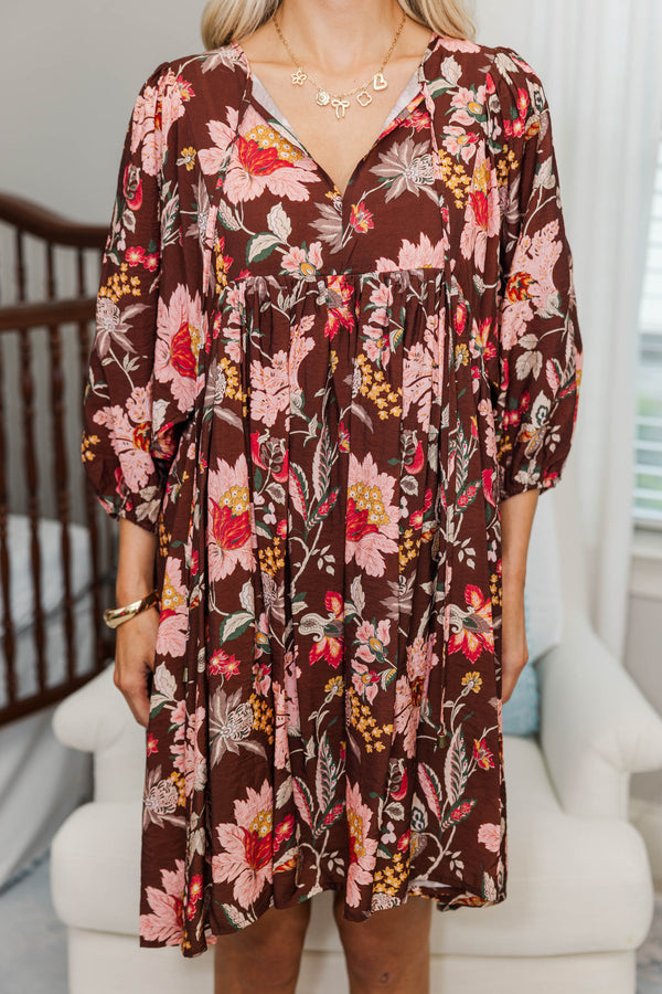 NURSING COLLECTION: It's All True Brown Large Floral Dress
