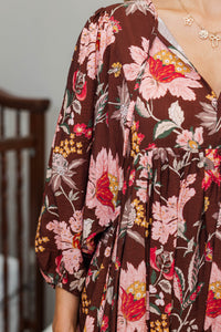 NURSING COLLECTION: It's All True Brown Large Floral Dress