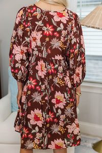 NURSING COLLECTION: It's All True Brown Large Floral Dress