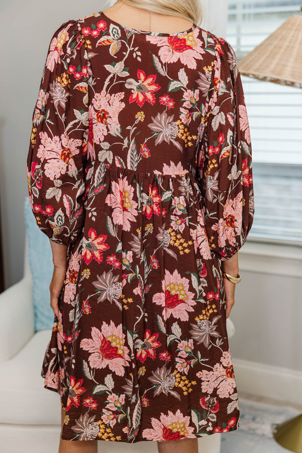 NURSING COLLECTION: It's All True Brown Large Floral Dress