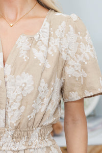 NURSING COLLECTION: All In The Air Taupe Embroidered Maxi Dress