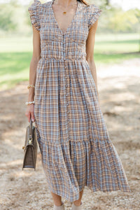 Fate: Pumpkin Lane Blue Plaid Midi Dress
