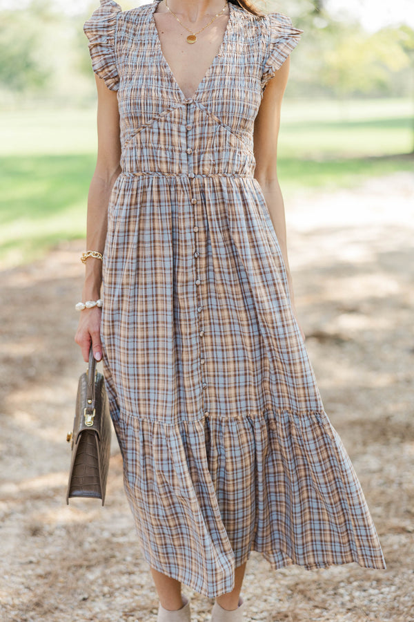 Fate: Pumpkin Lane Blue Plaid Midi Dress