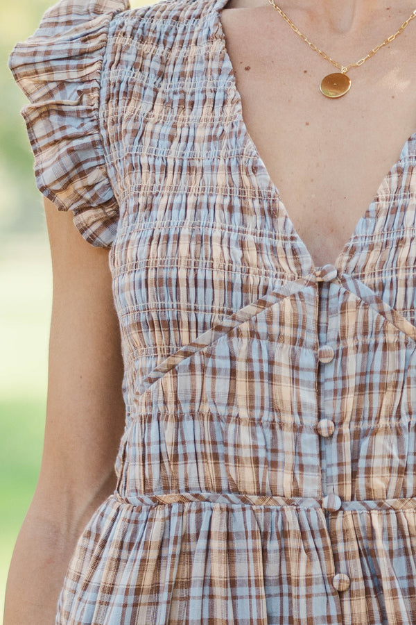 Fate: Pumpkin Lane Blue Plaid Midi Dress