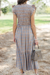 Fate: Pumpkin Lane Blue Plaid Midi Dress