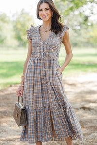 Fate: Pumpkin Lane Blue Plaid Midi Dress