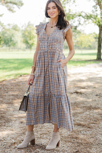 Fate: Pumpkin Lane Blue Plaid Midi Dress