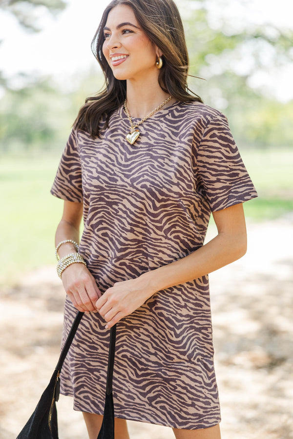 Fate: On My Radar Brown Suede Dress