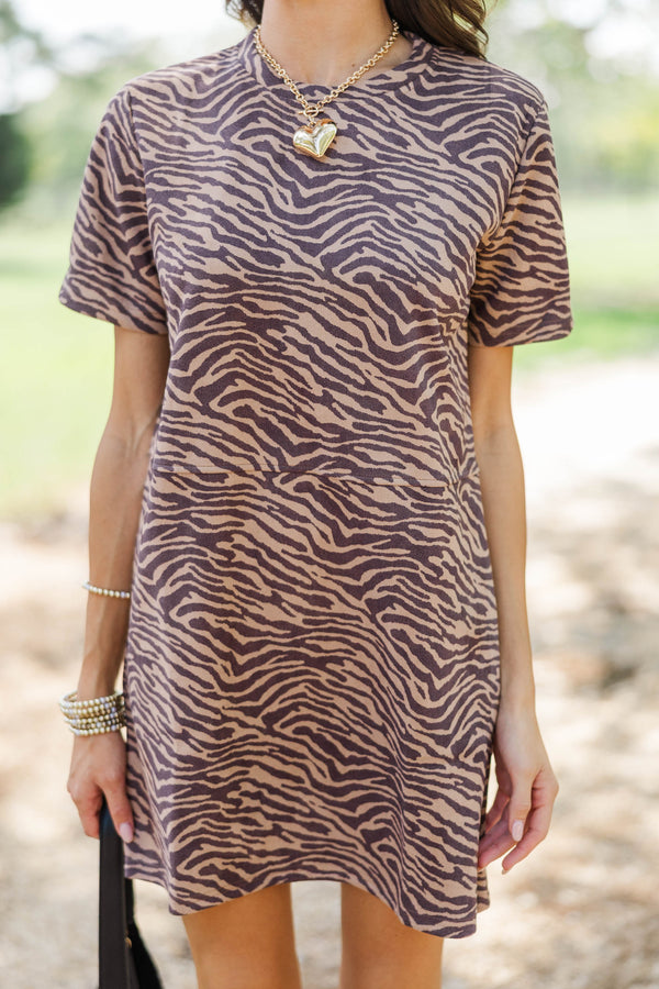 Fate: On My Radar Brown Suede Dress