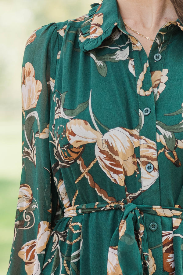 Fate: Autumn Spell Green Floral Midi Dress