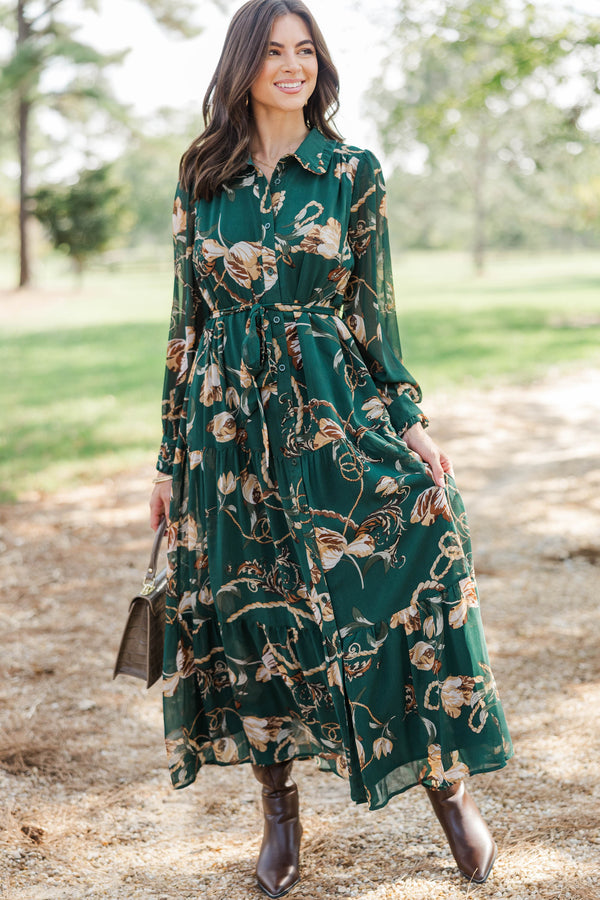 Fate: Autumn Spell Green Floral Midi Dress