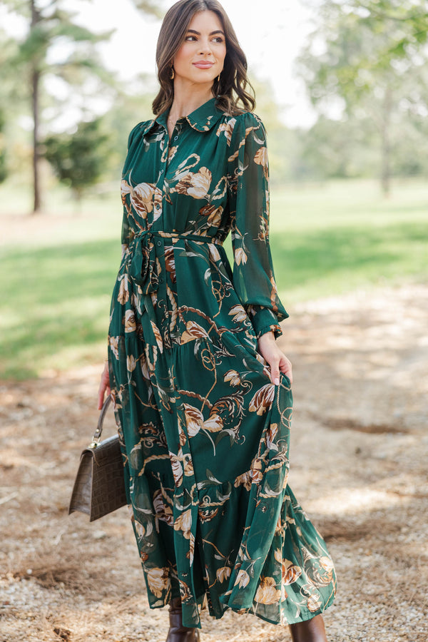 Fate: Autumn Spell Green Floral Midi Dress
