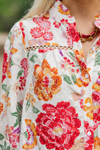Fate: New Traditions Cream Floral Blouse