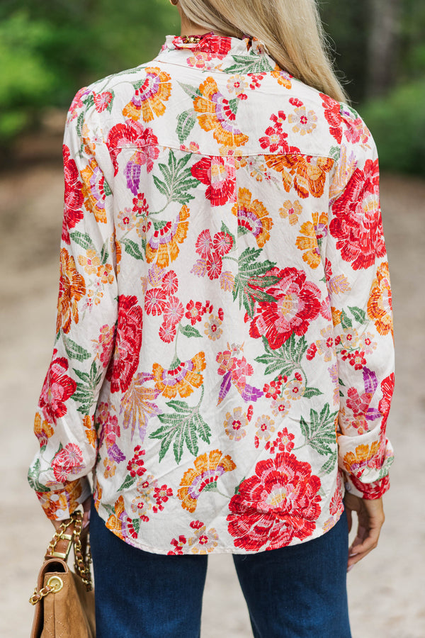 Fate: New Traditions Cream Floral Blouse