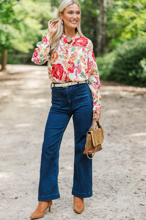 Fate: New Traditions Cream Floral Blouse
