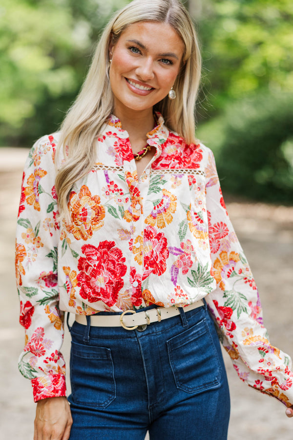 Fate: New Traditions Cream Floral Blouse