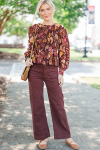 Fate: Long Weekend Brown Floral Blouse