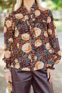 Fate: Next Destination Brown Floral Blouse