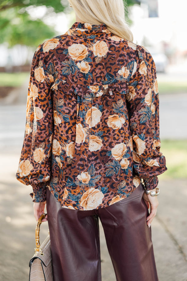 Fate: Next Destination Brown Floral Blouse