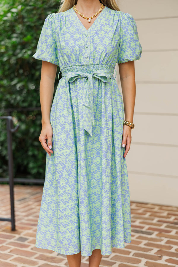 Gracefully Unbothered Green Medallion Midi Dress