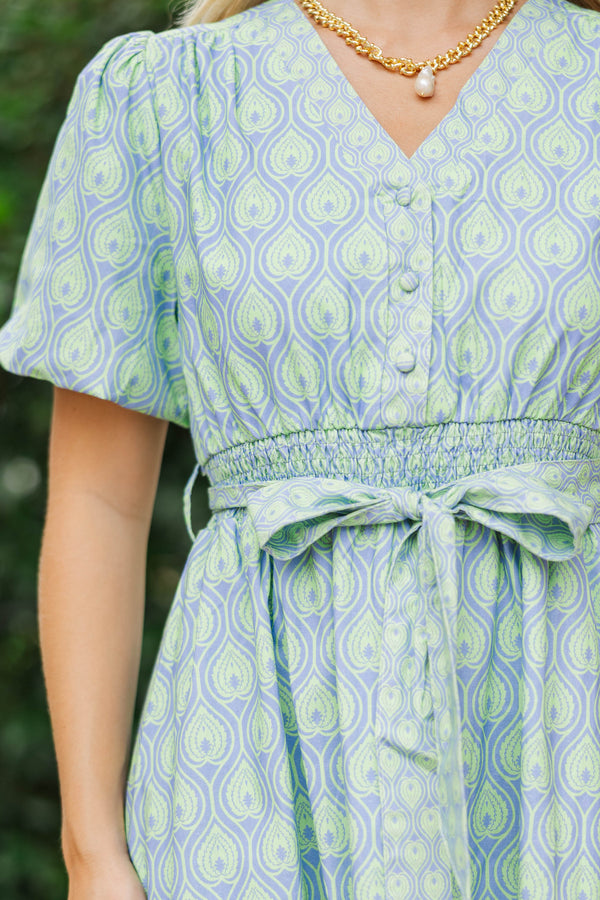 Gracefully Unbothered Green Medallion Midi Dress