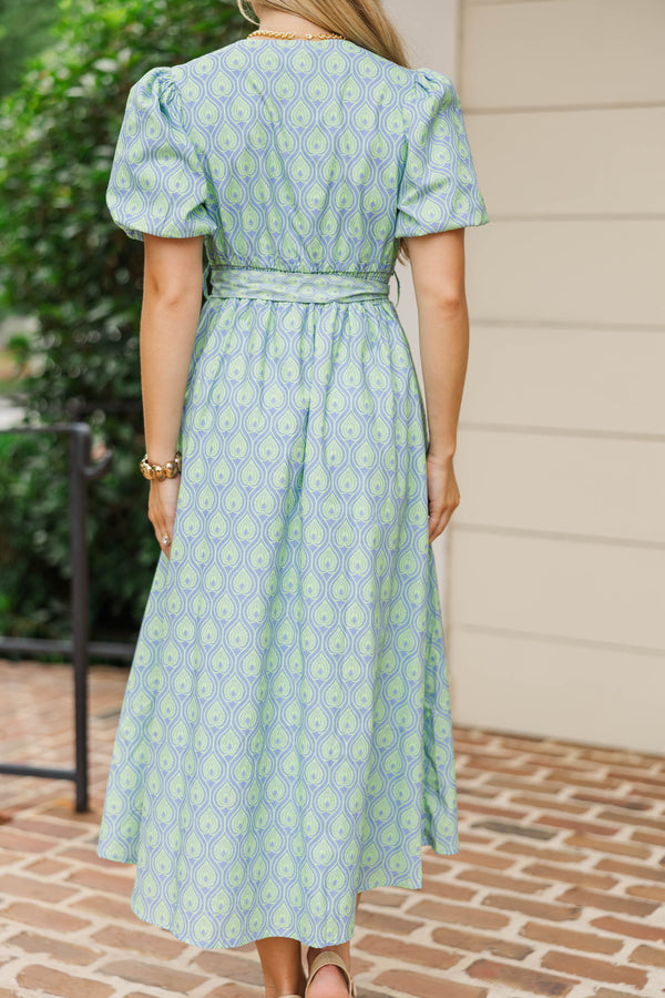 Gracefully Unbothered Green Medallion Midi Dress