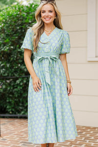 Gracefully Unbothered Green Medallion Midi Dress