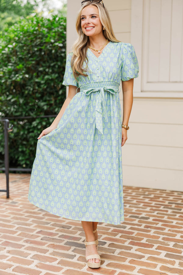 Gracefully Unbothered Green Medallion Midi Dress
