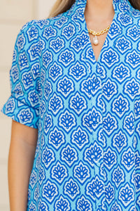 Between Dreams Blue Medallion Midi Dress