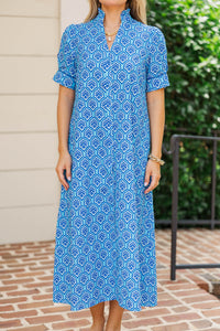 Between Dreams Blue Medallion Midi Dress
