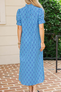 Between Dreams Blue Medallion Midi Dress
