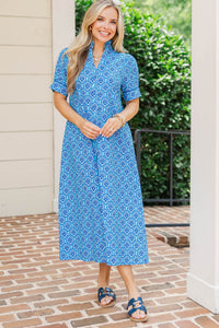Between Dreams Blue Medallion Midi Dress