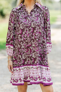 Make It Happen Brown Abstract Dress