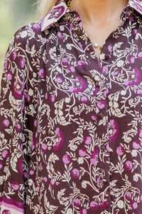 Make It Happen Brown Abstract Dress