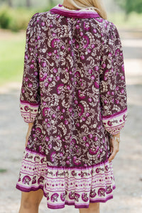 Make It Happen Brown Abstract Dress