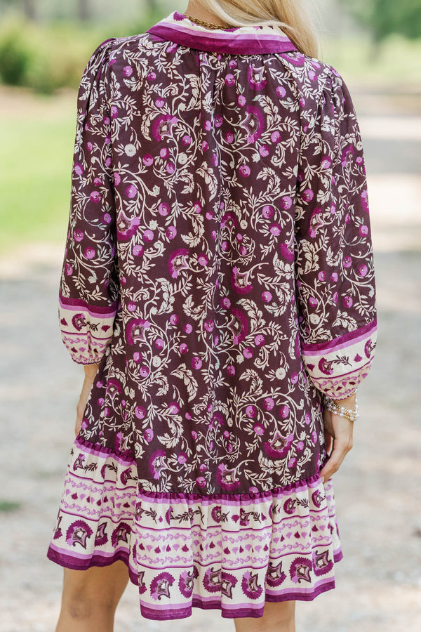 Make It Happen Brown Abstract Dress