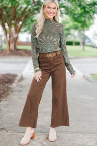 On Display Olive Abstract Top