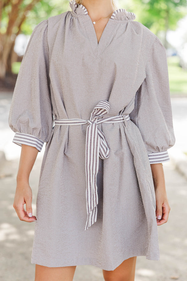 Wishing Well Brown Striped Dress