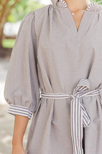 Wishing Well Brown Striped Dress