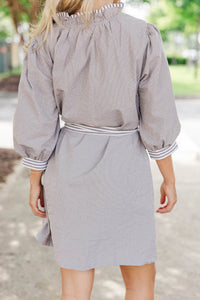 Wishing Well Brown Striped Dress