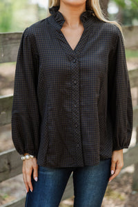 Orchard Road Olive Plaid Blouse