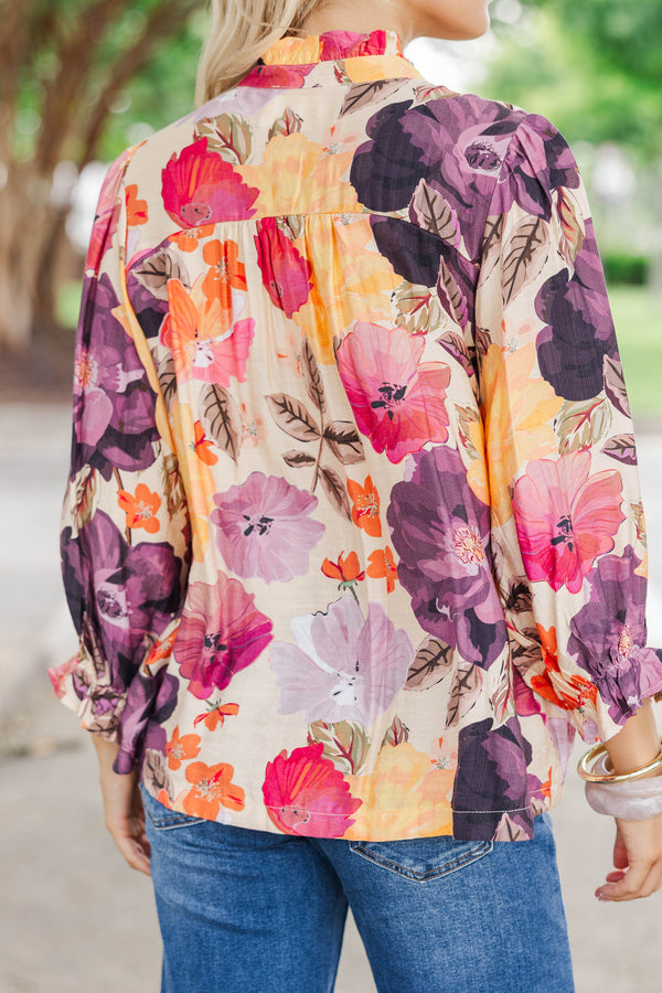 Own The Day White Floral Blouse